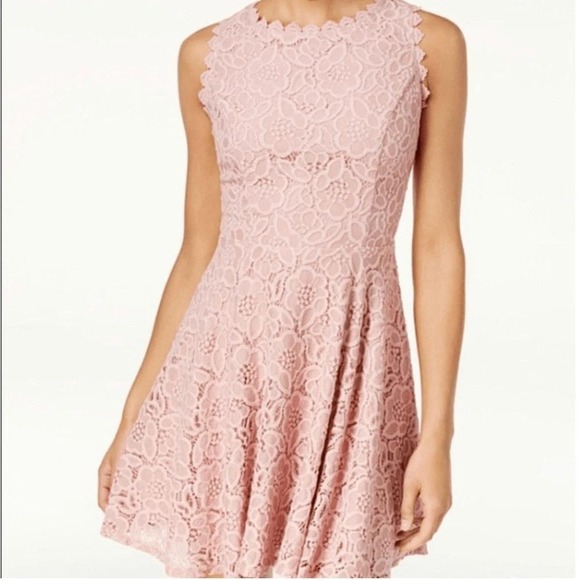 City Studio Pink Lace Sleeveless Fit and Flare Dress Party Cocktail Hoco Sz 13 - Picture 1 of 10